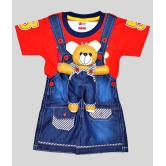 Wise Guys - Red & Blue Denim Baby Boy,Baby Girl Dungaree Sets ( Pack of 1 ) - None