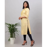 Alena Cotton Embroidered Straight Womens Kurti - Mustard ( Pack of 1 ) - None