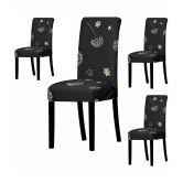 House Of Quirk 1 Seater Polyester Chair Cover ( Pack of 4 ) - Black