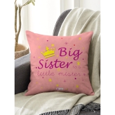 Indigifts Bhaidooj Happy Diwali Gift Brother Sister Big Sister Little Mister 12X12 Printed PolySatin| Fibre Cushion Festive Memories Diwali Christmas Birthday Anniversary Everyday Gift