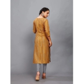 RIAANA Rayon Printed Straight Womens Kurti - Mustard ( Pack of 1 ) - None