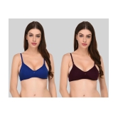 Elina - Multicolor Cotton Lightly Padded Womens Plunge Bra ( Pack of 2 ) - None