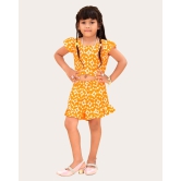 Girls Printed Stylish Flared Palazzo With Crop Top-Yellow / 7 Years-8 Years