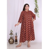 Swasti Cotton Blend Printed Anarkali Womens Kurti - Maroon ( Pack of 1 ) - None