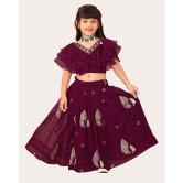 Girls Georgette Embroidered Readymade Lehenga Choli-Purple / 7 Years-8 Years