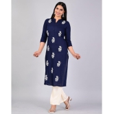 MAUKA Rayon Embroidered Kurti With Palazzo Women's Stitched Salwar Suit - Blue ( Pack of 1 ) - None