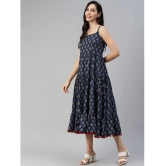 Divena - Cotton Navy Blue Womens Fit And Flare Dress ( Pack of 1 ) - None