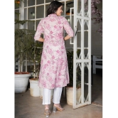 Vbuyz Cotton Printed Front Slit Womens Kurti - Pink ( Pack of 1 ) - None