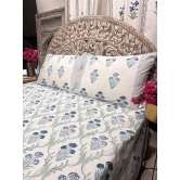 Hand Block Cotton Bedsheet | Lily Blue Bedsheet-King