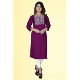 haya fashion - Magenta Rayon Women's Straight Kurti ( Pack of 1 ) - None