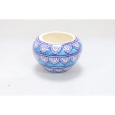 Khurja Pottery Indoor Pot Apple Shape Sky Blue Colour Medium 4 Inch