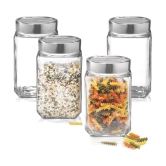 Treo By Milton Cube Storage Glass Jar, Set of 4, 1000 ml Each, Transparent - Transparent