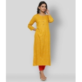 KIPEK - Yellow Rayon Womens Straight Kurti - S