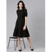 JASH CREATION Polyester Solid Knee Length Womens Fit & Flare Dress - Black ( Pack of 1 ) - None