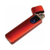 Peshkar Slim Electronic Touch Sensor Metal Lighter USB Rechargeable Windproof Flameless Lighter for Smoking