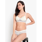 KYODO - Light Grey Molded Cups Lace Women's Bra & Panty Set ( Pack of 1 ) - None