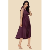 Glomee Crepe Solid Midi Womens Fit & Flare Dress - Mauve ( Pack of 1 ) - None