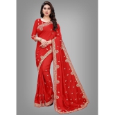 Om Shantam Sarees - Red Silk Blend Saree With Blouse Piece ( Pack of 1 ) - Red