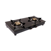 Goodflame Nano 2B Ms Bk Toughened Glass 2 Brass Burner Gas Stove(Manual Ignition,Black)