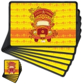 Indigifts Diwali Decoration Items Good Luck Quote Yellow Table Mat and Coaster Set of 6 - Diwali Gift Items, Dipawali Gift Items, Dipawli Gifts, Deepawali Greetings, Deepavali Decoration