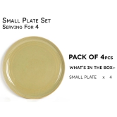 Handcrafted Chip Resistance Porcelain Quarter Plates, Side, Snacks, Pasta Plates 4 Pieces, Microwave and Dishwasher Safe, Small Plate Set for Dining and Gifting, Set of 4, Olive Green