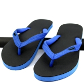 Black & Royal Blue Natural Rubber Flip-Flops Slippers (Men)