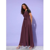 Miss Chase Polyester Embellished Full Length Womens Wrap Dress - Mauve ( Pack of 1 ) - None