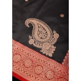 Black and Red Authentic Katan Silk Banarasi Saree with Chunri Buttis and Koniya Motifs | SILK MARK CERTIFIED