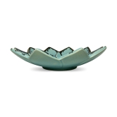 Ceramic Dining Studio Collection Sea Green Lotus Shaped 11.7 Inches Serving Platter