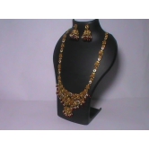 Indian Traditional Gold Plated Kundan Meenakari Necklace Set With Earrings