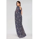 ANAND SAREES Georgette Printed Saree With Blouse Piece - Navy Blue ( Pack of 1 ) - Navy Blue