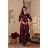 Kapadia Rayon Printed Anarkali Womens Kurti - Maroon ( Pack of 1 ) - None