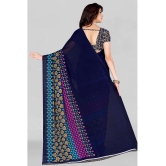 LEELAVATI - Navy Blue Georgette Saree With Blouse Piece ( Pack of 1 ) - Navy Blue