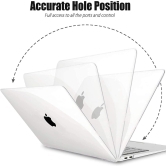 Hi-Lite Essentials Hard Shell Case Cover for Apple MacBook Air M1 13 inch [2020 2019 2018 Release] M1 A2337 A2179 - Transparent (Keyboard Guard Free Inside)
