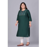 Preksha Rayon Embroidered Straight Women's Kurti - Green ( Pack of 1 ) - None