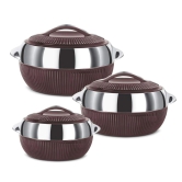 Milton Fiesta Junior Insulated Inner Stainless Steel Casserole | Set of 3 Pcs Brown