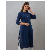 Doriya - Blue Cotton Blend Women''s Front Slit Kurti - 3XL