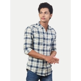 Men White Long Sleeves Checked Casual Shirt