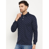 Wild West Cotton Blend Regular Fit Printed Full Sleeves Mens Polo T Shirt - Navy ( Pack of 1 ) - None