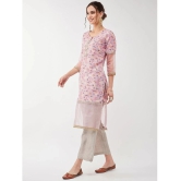 Pannkh - Pink Art Silk Womens Straight Kurti ( Pack of 1 ) - None