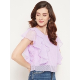 Women Lavender Ruffles Georgette Crop Top