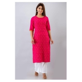 SVARCHI Pink Cotton Blend Straight Kurti - L