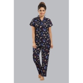 FOMTI - Navy Blue Satin Women's Nightwear Nightsuit Sets ( Pack of 1 ) - None