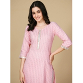 Glomee - Pink Cotton Blend Women's Straight Kurti ( Pack of 1 ) - None