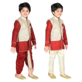 ahhaaaa Kids Indian Ethnic Waistcoat, Kurta, Breaches and Dhoti Pant Set for Baby Boys - None