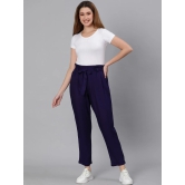 Oxolloxo Women Navy Blue Easy Wash Pleated Trousers