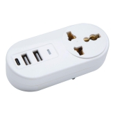 Lapcare Multiport Travel Charger with 2 USB and 1 Type C port (White)