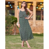 Selvia Georgette Printed Midi Womens Drop Waist Dress - Green ( Pack of 1 ) - None