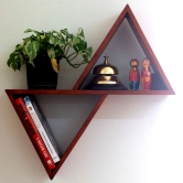 Barish - Wall Shelf 2 Triangular | Wooden Wall Mount Shelves for Home Decor | Home Decor Piece | Handcrafted with Rubberwood | 18.5 x 18.5 x 5 (H x W x D)