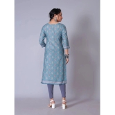 RIAANA Cotton Blend Printed Straight Womens Kurti - Blue ( Pack of 1 ) - None